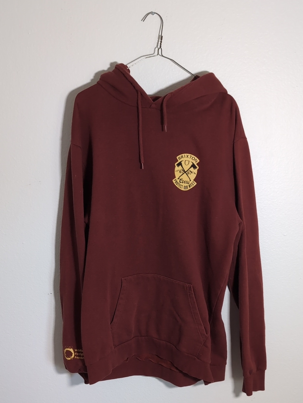 Brixton Men's Maroon Hooded Sweatshirt with Chest Logo